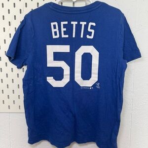 Los Angeles Dodgers T Shirt Small Youth 6/7 Boys Blue # 50 Mookie Betts Tee